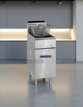 Imperial IFS-40NG natural gas fryer, 40 lb. capacity, tube-fired, like new condition, 105,000 BTU, tested and working.