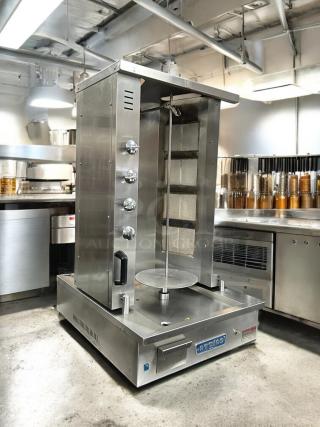 Attias GRY-8 8 burner 100lbs electric gyro machine, stainless steel, 120v, tested and working, excellent condition.