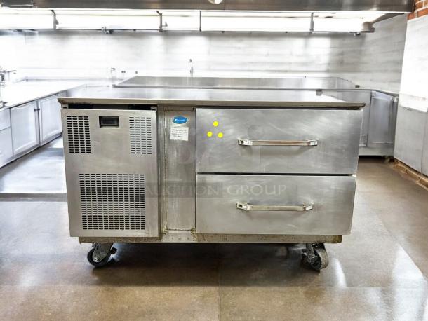 Randell 20042R 42" refrigerated chef base with 2 drawers, marine edge, and casters. Tested and working, great condition, 115v.