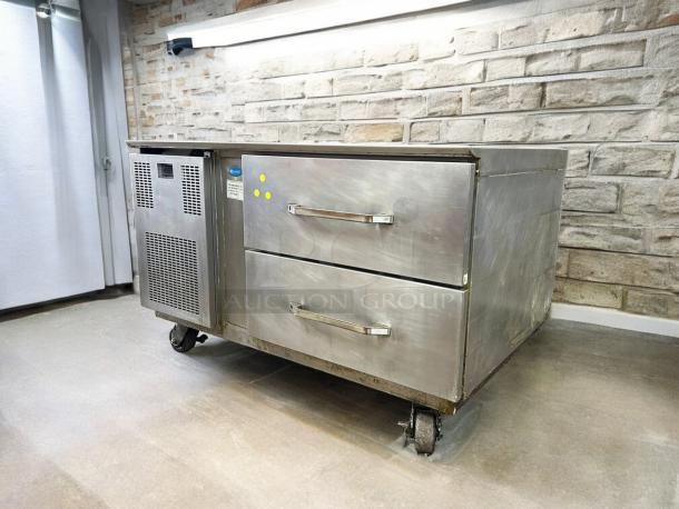 Randell 20042R 42" refrigerated chef base with 2 drawers, marine edge, 115v, great condition, tested and working.