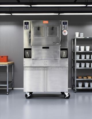 AutoFry MTI-40E ventless fryer, double basket, 6-gallon, stainless steel, tested, working, 208/240V, 1 phase, mobile unit.