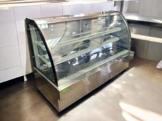 Dexson GD3890-1 60" curved glass refrigerated display case, excellent condition, tested & working, stainless steel finish, 115v.