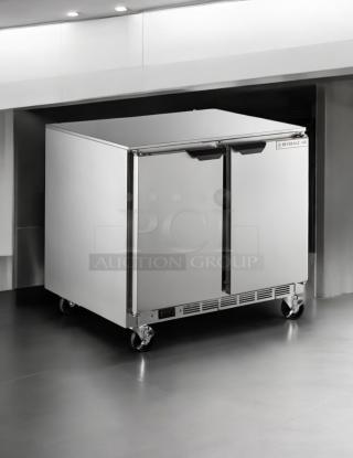 Beverage-Air UCR36AHC-ADA 34" undercounter refrigerator, stainless steel, dual-door, on casters, tested and working condition.