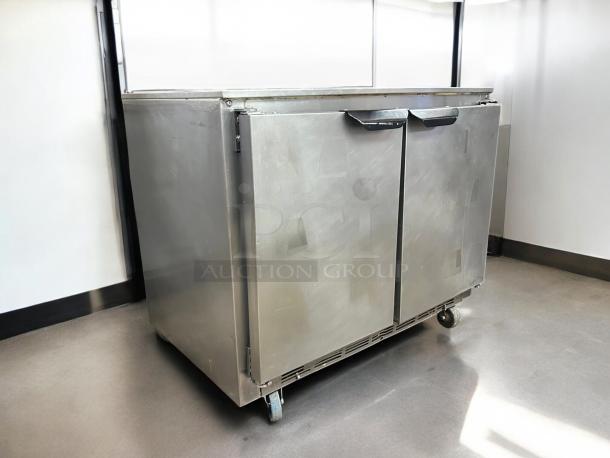 Beverage Air UCR36AHC-ADA 34" undercounter refrigerator, stainless steel, tested, working, slight scuffs, on casters.