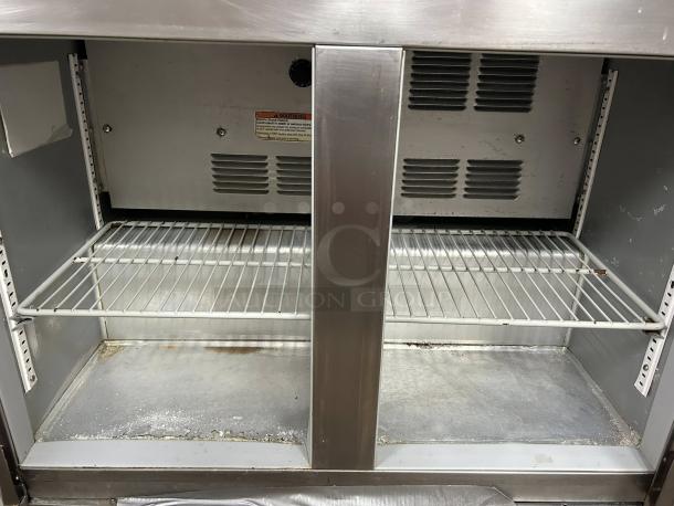 Beverage-Air UCR36AHC-ADA 34" undercounter refrigerator, stainless steel, dual shelves, minor wear, tested and working.