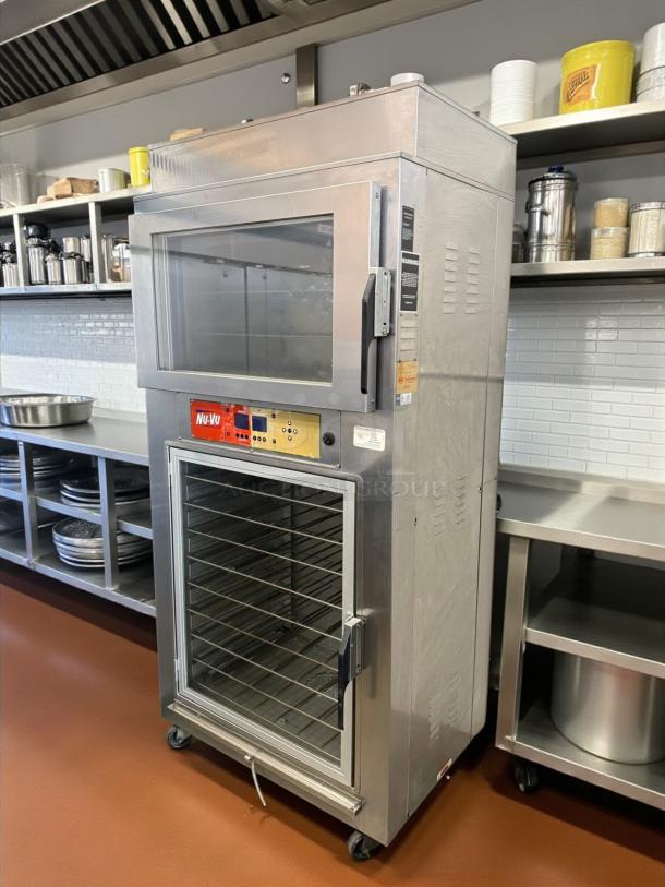 NuVU SUB-123P double deck electric oven proofer combo, stainless steel, 120/240V, 3 phase, tested & working, on casters.
