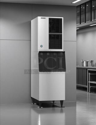 Amazing Condition! - Hoshizaki KM-500MAH 556 lb Slim-Line Crescent Cube Ice Machine w/ Bin - 300 lb Storage, Air Cooled, 115v - Tested & Working - Item #1195659