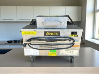 Anets FFM80 GoldenFry 80lb fryer filtration unit with casters in good condition, labeled "tested & working," features visible.