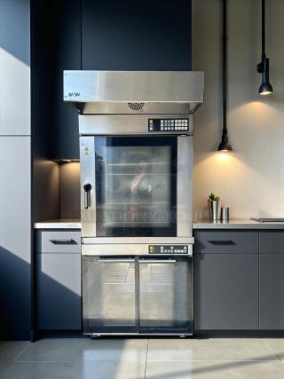 MIWE aero e+ EC 8.1826 electric convection oven, stainless steel, 208V 3PH, tested & working, control panel visible.