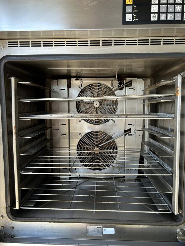 MIWE aero e+ Model EC 8.1826 electric convection oven, stainless steel interior, dual fans, multiple racks, tested and working.