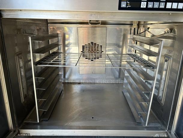 MIWE aero e+ Model EC 8.1826 electric convection oven in stainless steel. Interior view, excellent condition, 208V 3PH.