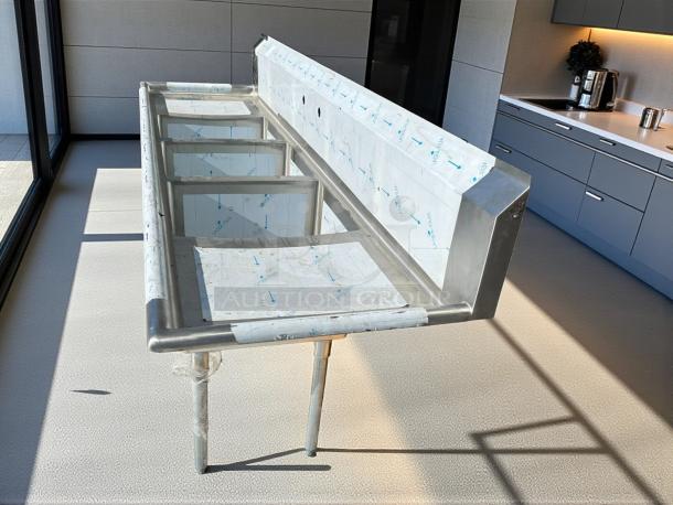 NEW ELKAY Dependabilt™ Stainless Steel 16 Gauge Three Compartment Sink, 24" L&R Drainboards, SS Legs, protective film.
