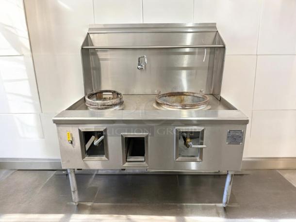 WESTAR C-2 double wok burner gas range, stainless steel, tested and working, with individual controls, commercial use.