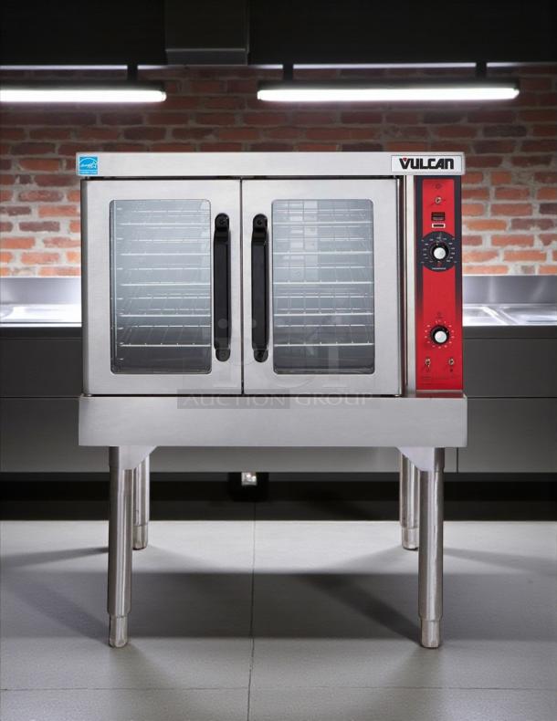 Vulcan VC4GD single full-size natural gas convection oven, 50,000 BTU, excellent condition, red panel, tested and working.