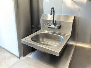 Like new AA Faucet HS-1615W stainless steel wall mount hand sink with 4" gooseneck faucet, 16"x15".