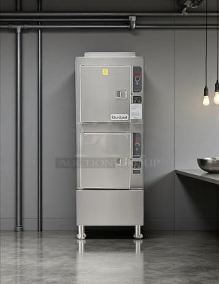 Cleveland 24CGA10.2 SteamCraft Gemini gas steamer, double stacked, 10 pan, tested working. Stainless steel.