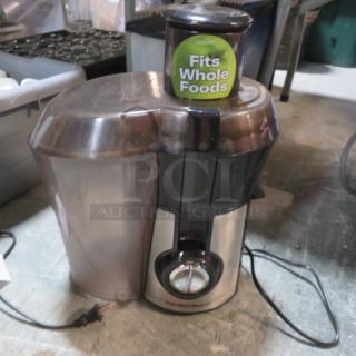 Hamilton Beach Juice Extractor, Model 67735, 120V, 800W, in used condition. Marked "Fits Whole Foods."