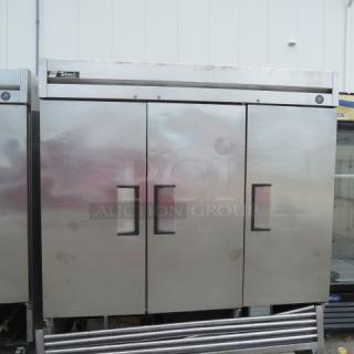 One True 3 Door Freezer, Model 72F, with 9 racks, on casters, 120V, 78x30x83 inches, valued at $9,254.27.