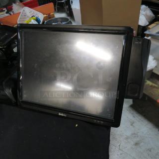 SAM4S 15-inch touchscreen terminal, model SPT-4740. Visible wear on screen. Ideal for business point-of-sale systems.