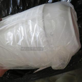 Two Go Styrofoam food cups wrapped in clear plastic. New condition, suitable for holding hot or cold food items.