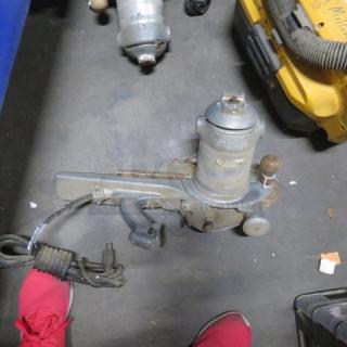 Stanley Sabre Saw #J-5, vintage model, metal build, visible power cord, used condition with wear.