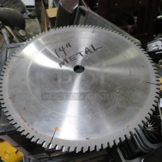 14-inch Ever Fast saw blade for metal, used condition, visible surface rust, marked with "14'' METAL".