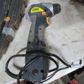 One 3/8 inch keyless close quarter drill, 120V, model #95877. Features a compact design, ergonomic grip, visible power cord.