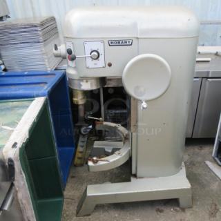 Hobart 60 Quart Dough Mixer, Model H-600. No plug, 460V, 3 phase. Used condition. Logo and control panel visible.
