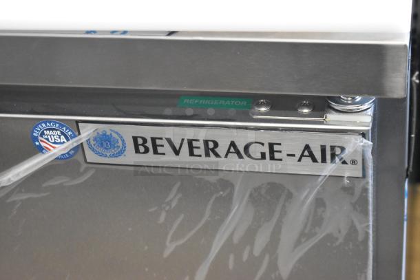 Beverage Air SPE27HC-B stainless steel prep table, scratch and dent, "Made in USA" sticker, 115 volts, 1 phase.