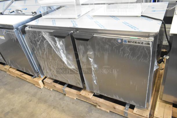 Brand new Beverage Air UCR48AHC-23 stainless steel 2-door undercounter cooler, 115 volts, 1 phase, with protective wrap.
