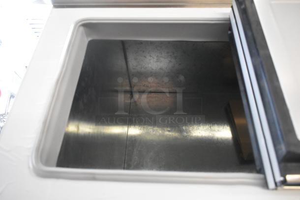Master-Bilt FLR-80 Ice Cream Topping Unit, 54", metal, new condition, refrigerated base, 115V, 1 phase, interior view.