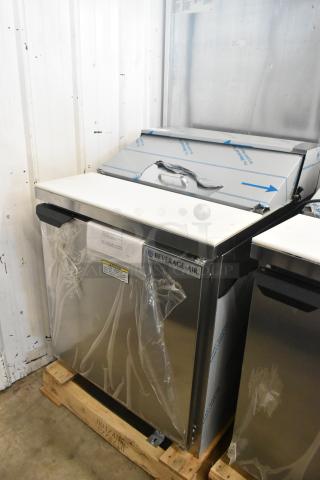 Beverage Air SPE27HC-B stainless steel prep table, new with packaging. Scratch and dent condition, Bain Marie Mega Top, 115V.
