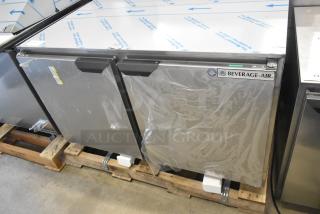 Beverage Air UCR48AHC-23 stainless steel cooler, new with scratch and dent, two doors, 115 volts, on pallet.