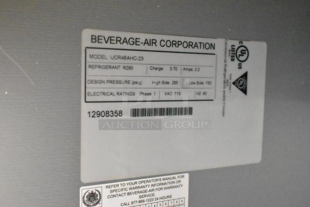 BRAND NEW Beverage Air UCR48AHC-23 Stainless Steel Undercounter Cooler, 115 Volts, 1 Phase, Scratch and Dent. Labels on side.