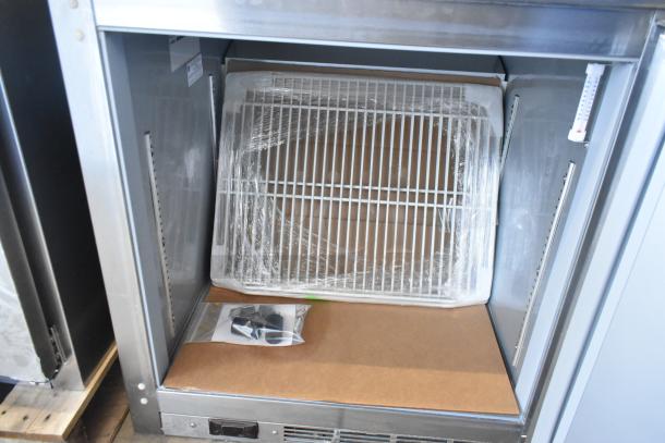 Brand new Beverage Air UCR27AHC undercounter cooler, stainless steel, single door, 115V, 1 phase, scratch and dent condition.