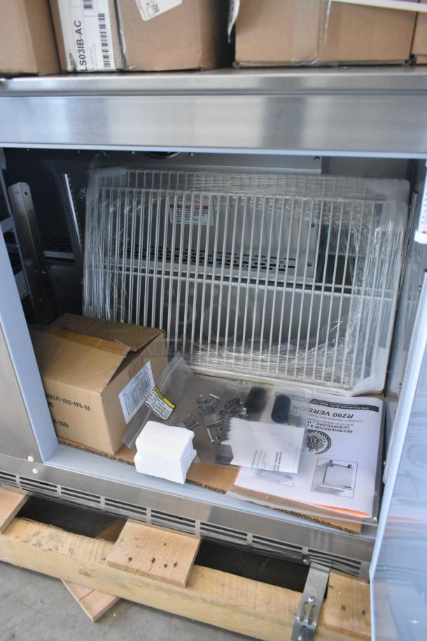 BRAND NEW Beverage Air UCFD60AHC-2 undercounter freezer, stainless steel, single door, 2 drawers, 115V, 1 phase, visible packaging.
