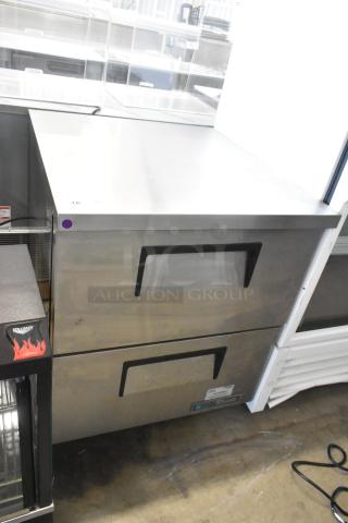 Brand new 2020 True TUC-27D-2-HC stainless steel 2 drawer undercounter cooler, 115V, 1 phase, minor scratches.