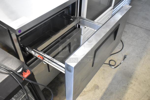 True TUC-27D-2-HC stainless steel undercounter cooler, 2 drawer, commercial use, 2020 model, 115V, 1 phase, new condition.