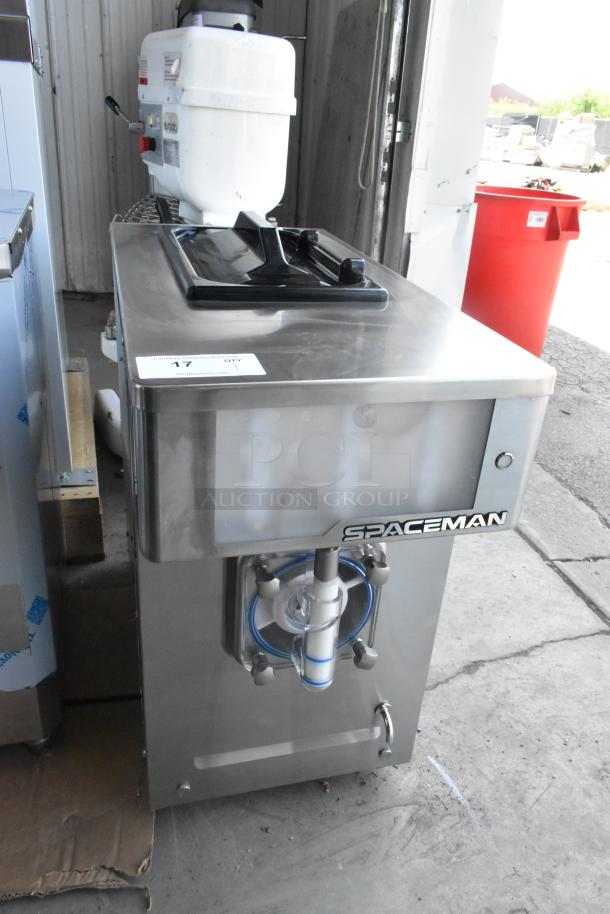 Stainless steel Spaceman 6450-CL single flavor frozen beverage machine, brand new with scratches; 110V, 1-phase.