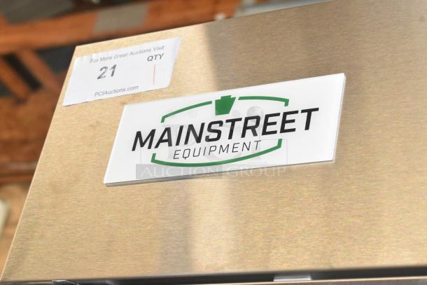 Mainstreet 829BMR49R stainless steel 2-door cooler, brand new with minor scratches, poly-coated racks, on casters, 115V.