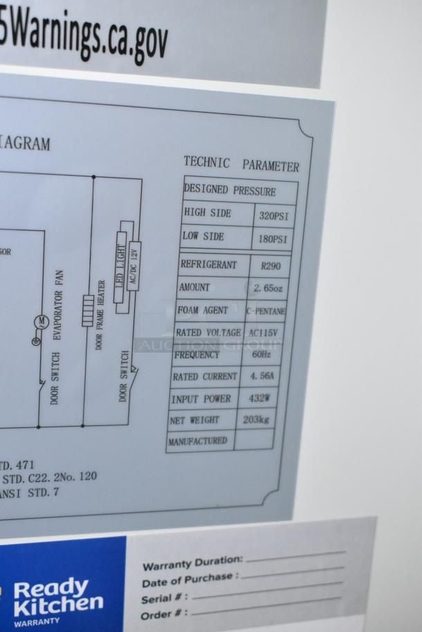 Alt text: "Mainstreet 829BMR49R diagram showing technical specifications, including pressure, refrigerant type, and power details."
