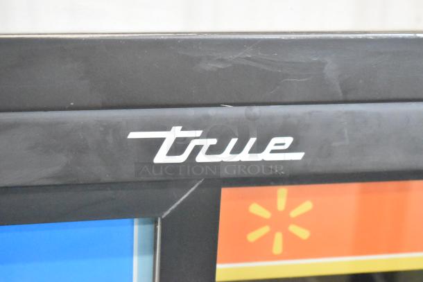2019 True GDM-41SL-48-HC-LD cooler, metal frame, logo detail, poly coated racks, 115V, 2-door reach-in, commercial use.