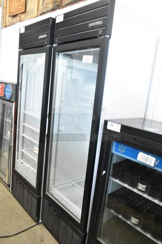 2019 Habco SE18 Commercial Cooler, single glass door, poly-coated racks, 115V, model label visible, good condition.