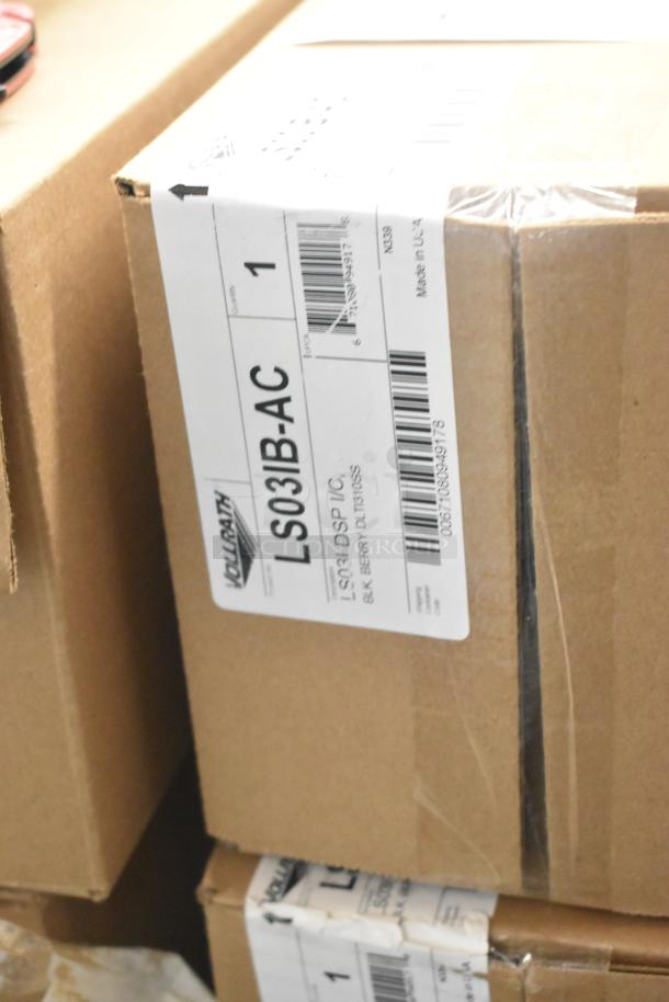4 brand new Vollrath LS03IB-AC LidSaver™ 3 in-counter horizontal lid dispensers for 3 1/4"-3 3/4" lids, in boxes.