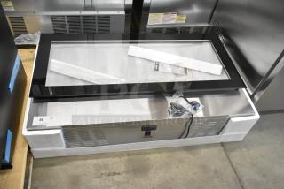 KoolMore stainless steel commercial countertop unit, brand new with minor scratches, includes power cord and protective packaging.