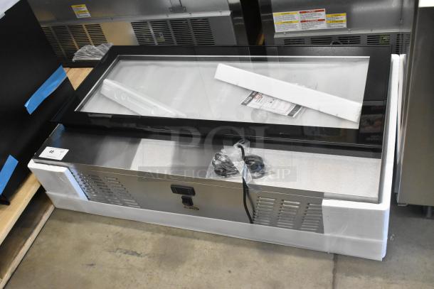 Brand new KoolMore stainless steel commercial countertop unit, labeled "scratch and dent," includes original packaging and accessories.