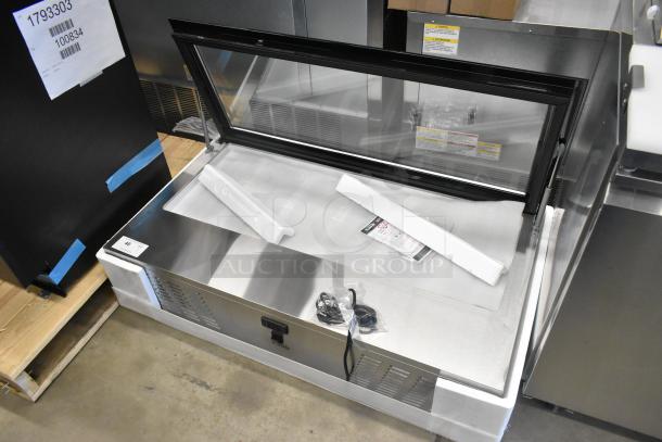 KoolMore stainless steel commercial countertop unit, brand new with minor scratches, includes packaging materials and instructions.
