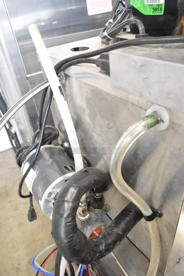 Micro Matic MMPP4301 stainless steel glycol chiller, 115V, 1 phase. Visible tubing, wiring, and motor component.