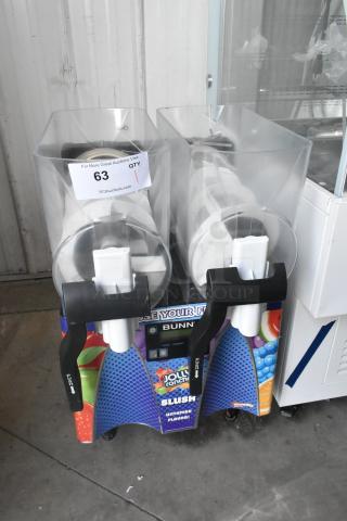 Bunn ULTRA-2 Stainless Steel 2 Hopper Slushie Machine, no lids. 115 volts, 1 phase, commercial countertop model.