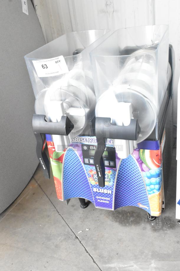 Bunn ULTRA-2 commercial slushie machine, stainless steel, 2 hoppers, no lids, 115 volts, 1 phase, used condition.